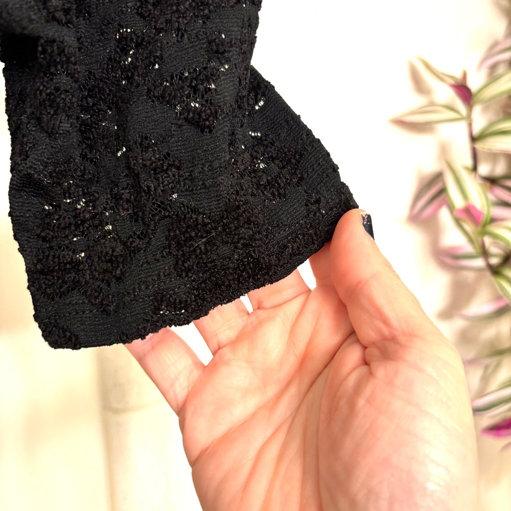 Free People Black Lace Top Size Medium Peplum Romantic Whimsigoth Dark Fairy - Picture 4 of 10